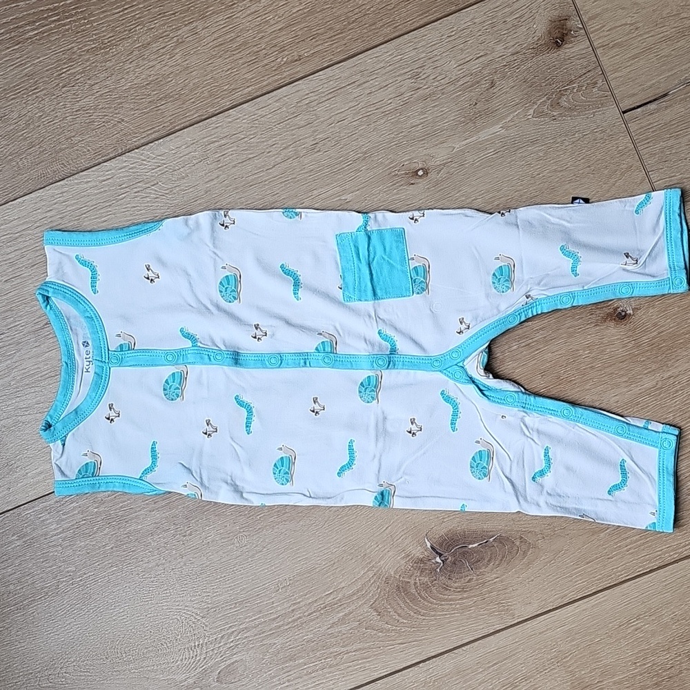 Kyte BABY Sleeveless Blue Insect Button Romper